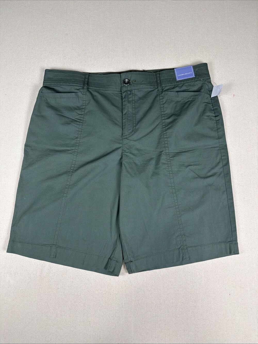 Lot of 2 Laura Scott Shorts Size 12 NWT Khaki Green No Gap Waistband
